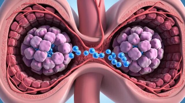 Ovary follicles and eggs in female reproductive system