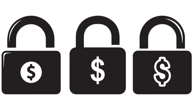 Minimal Solid Lock Icon Incorporating A Dollar Symbol To Represent Secure Payments And Financial Security