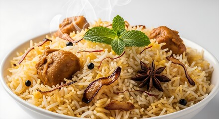 Fototapeta premium Professional Product Mockup for Instant Biryani Ready-To-Eat Meal Pouch Featuring Authentic Indian Spices, Vegetable Biryani Graphics, and 