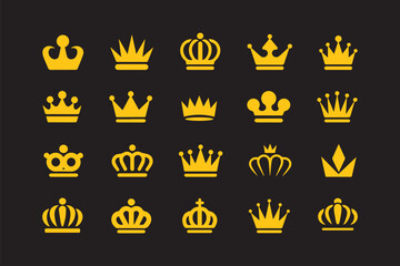 Elegant crown icon vector set featuring decorative royal tiara designs with detailed outlines for luxury, fantasy, and regal themes. Crown icon set. Royal crown symbol collection. Commonwealth crown  © Hike Studio 786
