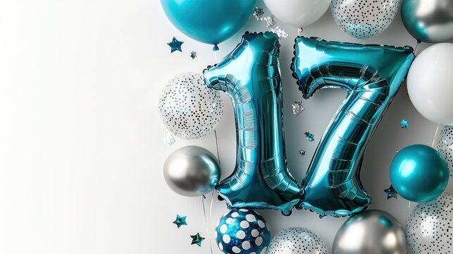 Balloons number 17 celebration decor