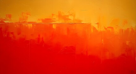 Vibrant orange and red gradient background with abstract cityscape silhouette