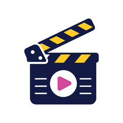 Movie Clapperboard Play Button Flat Vector Icon