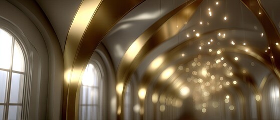 Obraz premium Elegant corridor with columns and arches captured in high resolution, showing blurred background and space for text new go