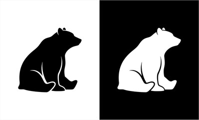 Stylized Black and White Bear Silhouette Design.