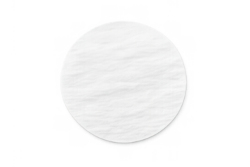 White round sticker mockup with wrinkled paper texture and transparent background for branding element