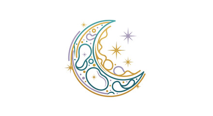 Crescent Moon with Stars Illustration Art. © arby