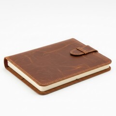 Brown leather notebook with strap