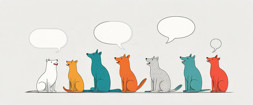 Cute cartoon animals with speech bubbles