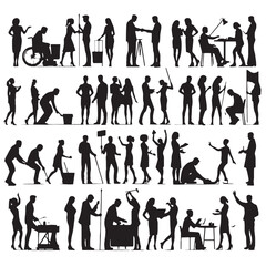 Fototapeta premium Black local group initiatives Silhouette Vector, High Quality Illustration on White Background