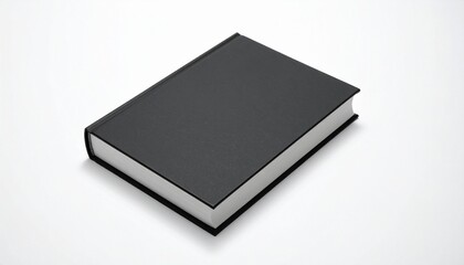 Plain black hardcover book on white surface evoking mystery, simplicity, and modern minimalism