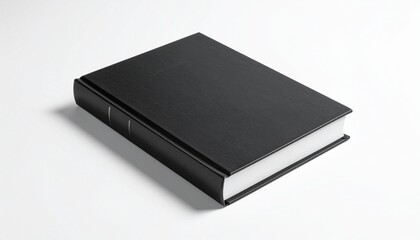 Plain black hardcover book on white surface evoking mystery, simplicity, and modern minimalism