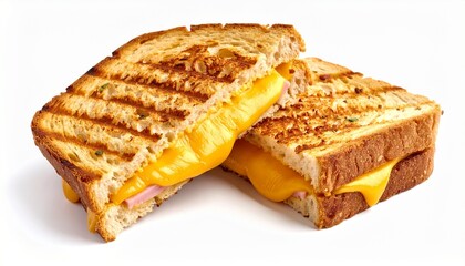 Grilled sandwich with melted cheese and ham between toasted bread showcasing classic comfort and savory indulgence