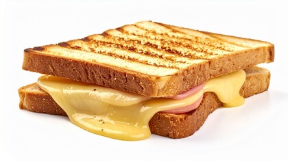 Grilled sandwich with melted cheese and ham between toasted bread showcasing classic comfort and savory indulgence