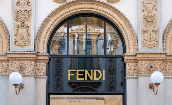 Fendi boutique in Milan, fashion shopping Galleria Vittorio Emanuele, European fashion destination, classic architecture, designer wear, Milan, Italy - May 21, 2025