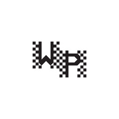 Design Modern Abstract Bold WP Alphabet Logo Monogram Alphabet Initial Pixel Vector