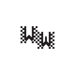 Design Modern Abstract Bold WW Alphabet Logo Monogram Alphabet Initial Pixel Vector