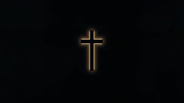 Drifting smoke moving from sides, thinning, revealing gold cross glowing at center on dark backdrop