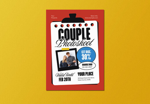 Red White Bold Modern Couple Photoshoot Flyer Layout