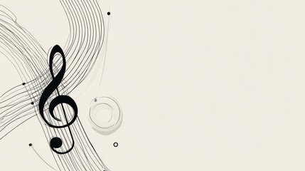 Minimalist Black Line Art Illustration of a Treble Clef
