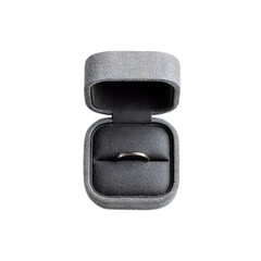 Wedding ring in a grey box, wedding ring, proposal of marriage	