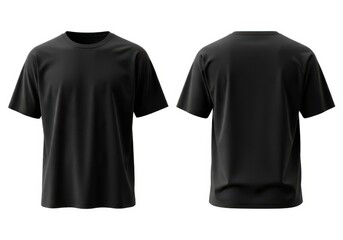 Naklejka premium Black tshirt isolated on white background front and back view