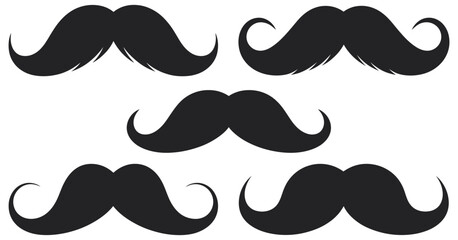 Mustache Silhouettes Set, vector collection of male facial hair styles for barber shop grooming designs fashion illustration photobooth props accessories © Alamin by vision 2