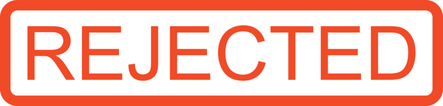 A rejected stamp on a white background viewed from a straightforward perspective