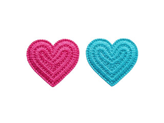 Obraz premium Vibrant handcrafted heart-shaped decorations in pink and blue