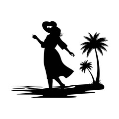 Silhouette of a woman vacationing at the beach