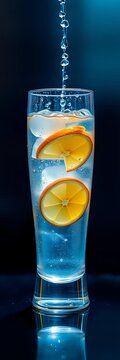 A refreshing glass of water with condensation, inviting thirst quenching,  background,  condensation