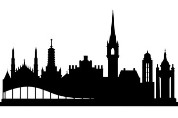 Fototapeta premium Dublin City Skyline Silhouette Vector Icon Isolated on White