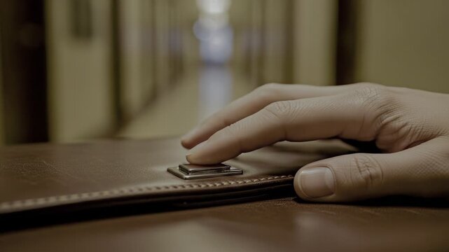 Guest Hand Using Hotel Keycard To Enter Room.