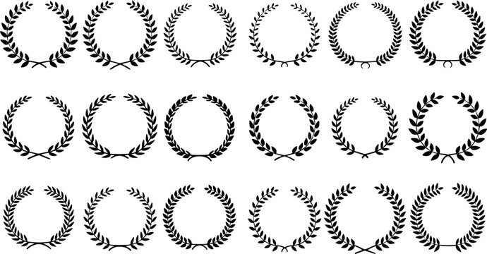 Laurel wreath silhouette set - vector illustration. black colored