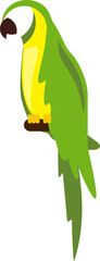 Obraz premium Green and yellow parrot perched in an illustrated style, great for naturethemed designs, childrens books, or tropicalthemed projects.