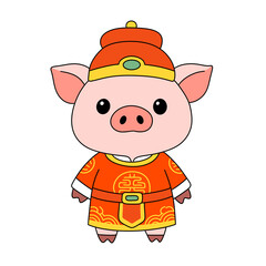 Fototapeta premium Illustration of Pig Wearing Chinese Traditional Outfit