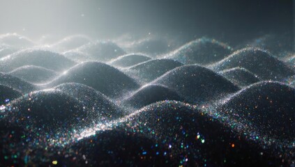 Abstract wave-like glitter formation with highlights and a subtle atmospheric effect