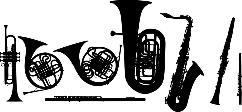 silhouette saxophone wind musical instrument orchestra jazz play music vector image