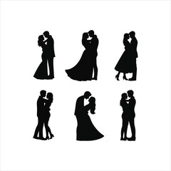 Stylish silhouette set of love