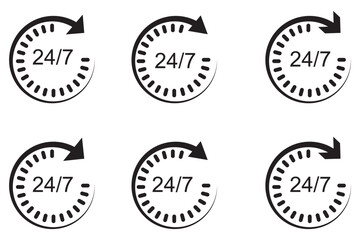 Obraz premium 24 hrs icon flat illustration set logo.