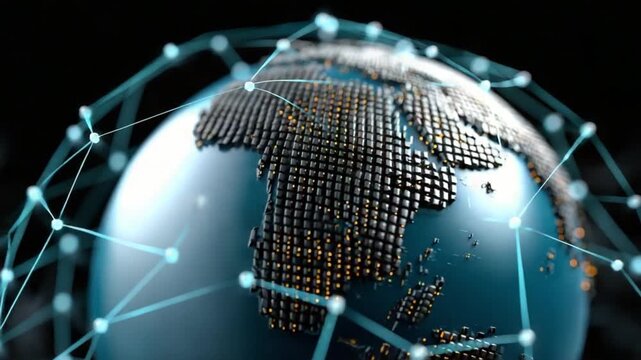 Global Network Connectivity: A captivating visual metaphor depicting the intricate web of global connections that link the world together. The image showcases the interconnectedness of people, data.