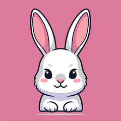 Obraz premium Rabbit vector illustration on pink background. bunny vector design with soft pink accents. AI Generated