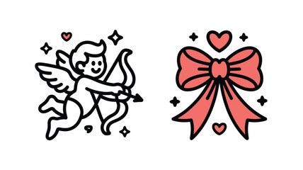 Fototapeta premium Cupid and bow with hearts Vector