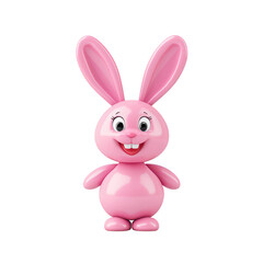 Fototapeta premium Cute Pink Cartoon Bunny Character with Big Ears and Cheerful Expression