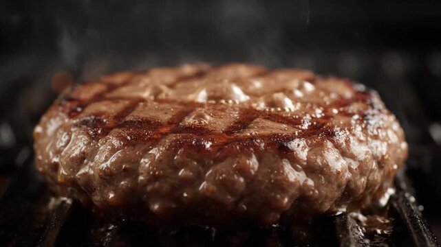Grilled Beef Burger Patty with Smoke and Juicy Texture