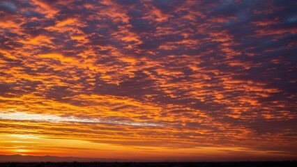 Vibrant Sunset Sky With Dramatic Clouds Over Horizon