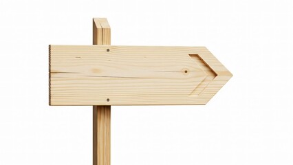Fototapeta premium A simple wooden arrow sign pointing right, isolated on a white background isolated on white background