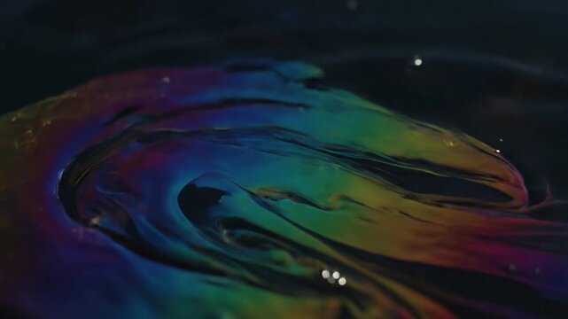 Iridescent Liquid Surface Close-up Detail
