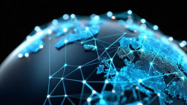 Global Connectivity: A mesmerizing visual representation of global network and data exchange, showcasing interconnectedness and the modern digital landscape.