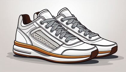 pair of white sneakers isolated on white background